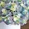 11" Blue Hydrangea Arrangement in White Metal Vase